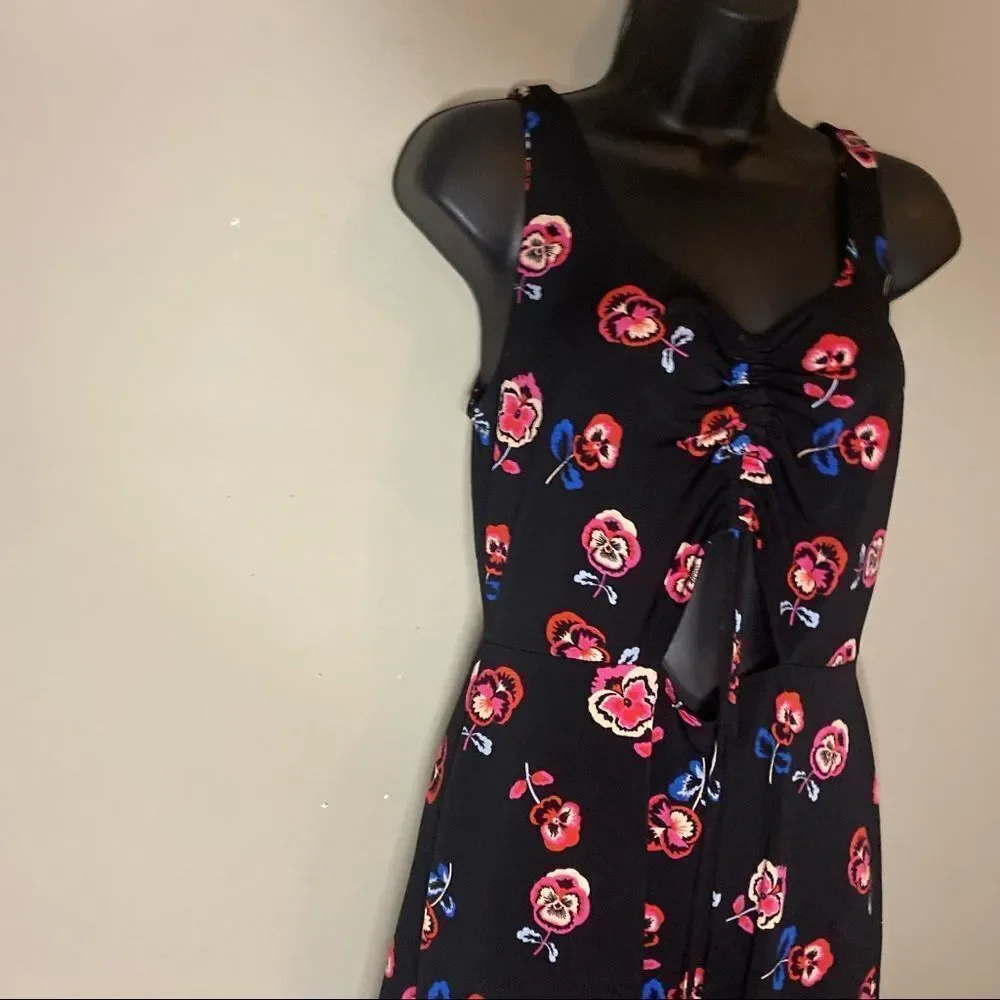 EXPRESS Black Floral Open Cut Sleeveless Midi Dress - Picture 5 of 10
